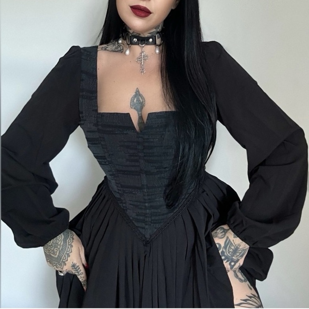 Disturbia brand black long sleeve corset styled dress
